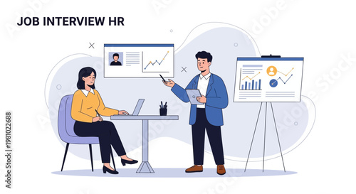 Job Interview HR Meeting: Candidate and Recruiter Discussing Career Growth