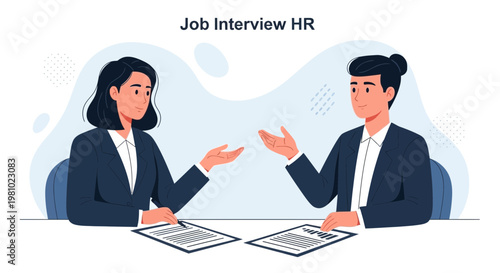 Job Interview HR: Woman and Man in Business Meeting, Discussing Career