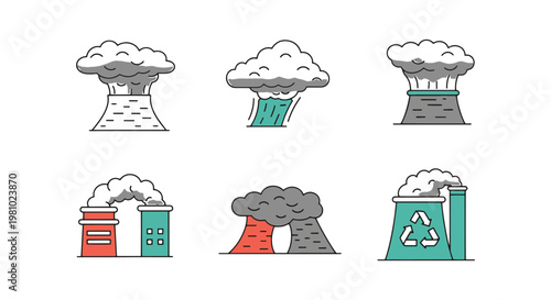 Pollution storm Line art minimal modern abstract vector