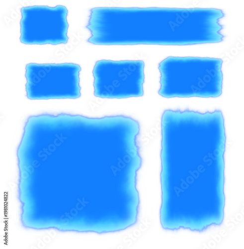 Blue Watercolor Frames Set Abstract Brush Border Rectangle Shapes