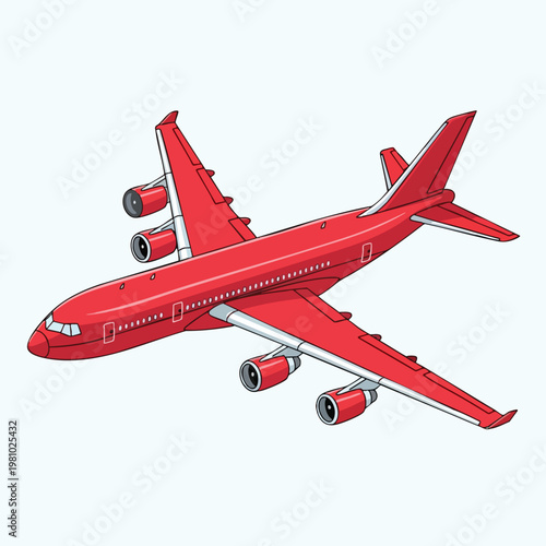 Red Commercial Airliner in Flight Highlighting Modern Aviation Design