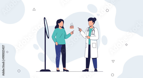 Dermatologist Consults Patient on Skin Health and Hair Follicles Near Mirror