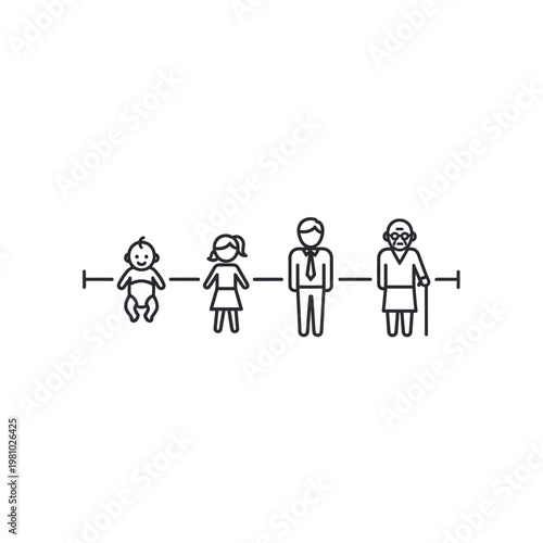 Social distancing illustration with people of different ages.