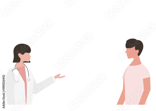 男性に医療説明をする女医のベクターイラスト素材
