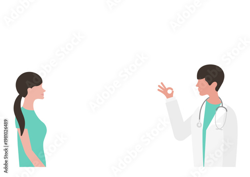 女性にOKサインをする医師のベクターイラスト素材