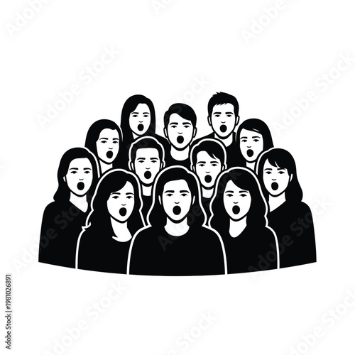 Illustration of a Diverse Choir Singing Together in Harmony.