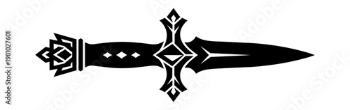 Ornate fantasy dagger silhouette icon with a decorative gothic style hilt