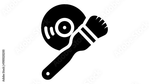 Record cleaning brush kit icon isolated on white background