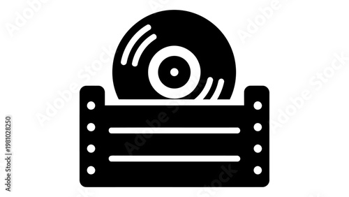 Vinyl record storage crate icon