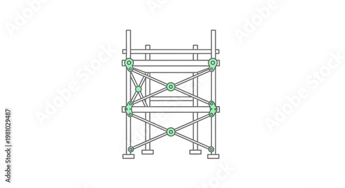 Industrial Scaffolding Structure with Metal Frame and Green Connectors