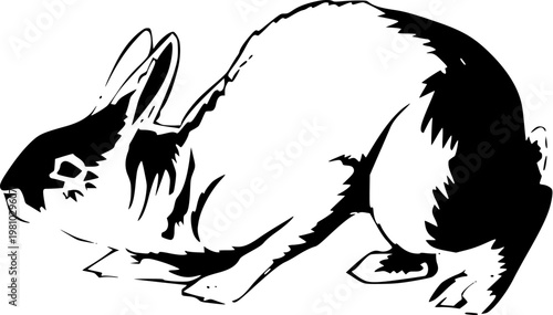 rabbit silhouette vector stencil art of a sitting hare for easter design