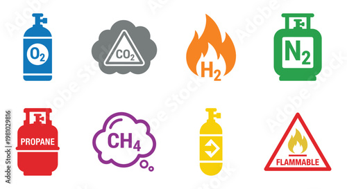 Minimal Gas Safety Signage Icon Set Collection