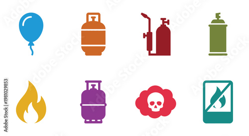 Minimal Gas Safety Signage Icon Set Collection