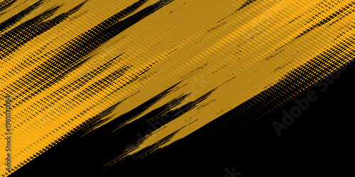 Black halftone pattern. Retro comic gradient background. Bright orange pixel dotted texture overlay. Cartoon pop art faded gradient pattern.vector background