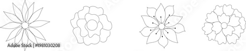 Minimalist Floral Line Icons Set Abstract Flower Shapes