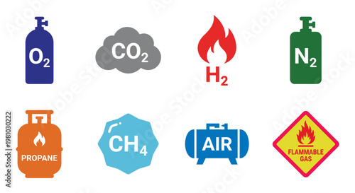 Minimal Gas Safety Signage Icon Set Collection