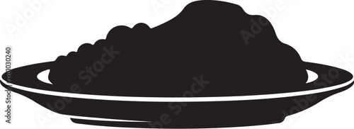 Black powder in a dish bowl dark substance white background