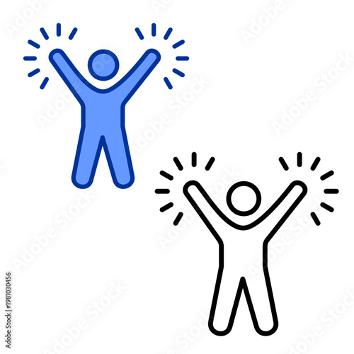 Happy People Celebrating with Raised Arms Icon