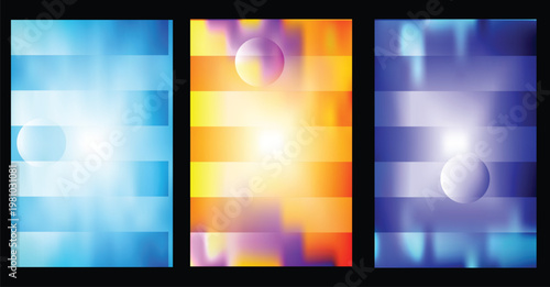 Abstract gradient triptych a study in color and light