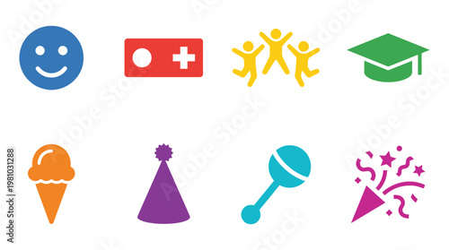 Minimal Children Day Icon Set Collection
