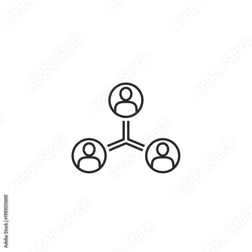 A simple line icon of three connected people.