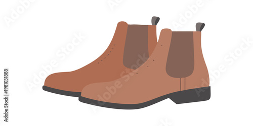 A pair of tan colored ankle boots with elastic side panels