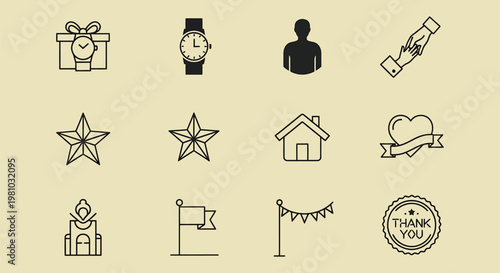 Minimal Fathers Day Icon Set Collection