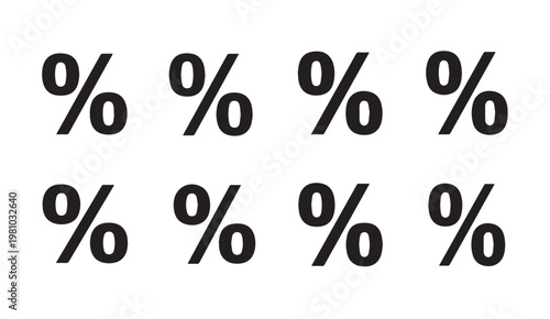 Eight percent symbols in a clean white background grid for financial concepts