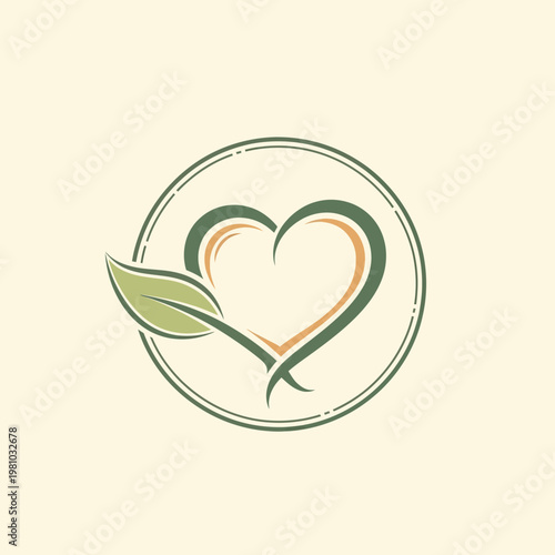 Vintage Style Vitality Health Wellness Co Logo with Heart, Caduceus, and Medical Cross on a Light Beige Background