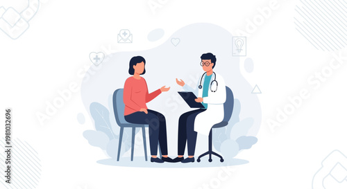 Doctor consulting patient, medical consultation, healthcare, doctor's visit, patient care, medical checkup