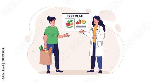 Dietitian Consults Patient on Healthy Eating Plan with Fresh Produce