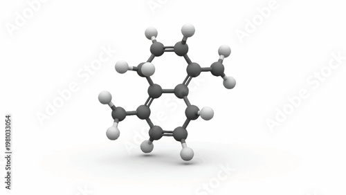 3D render of a complex organic molecule with interconnected atoms, visualizing intricate chemical bonding and molecular geometry. High-resolution scientific illustration