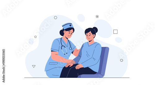 Nurse comforting patient, healthcare support, empathy, medical care, hospital, doctor, patient care
