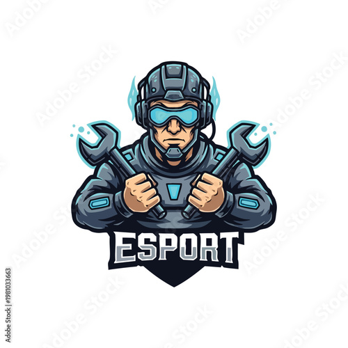 Dynamic Esports Gamer Logo Illustration for Competitive Gaming Teams
