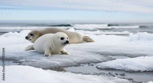 Adorable Harp Seals on Arctic Ice Floe - Nature's Winter Wildlife