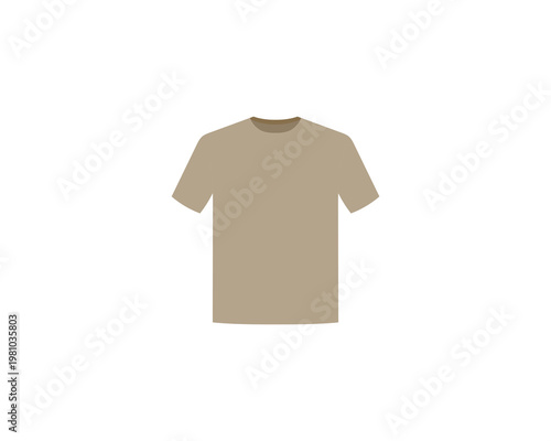 Beige t-shirt mockup. Men fashion apparel template in beige color. Blank short sleeve shirt mock up isolated on white background.