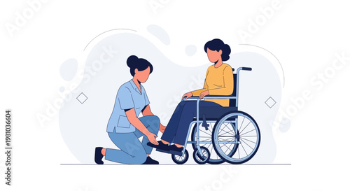 Nurse Helping Elderly Woman in Wheelchair, Home Care, Medical Assistance