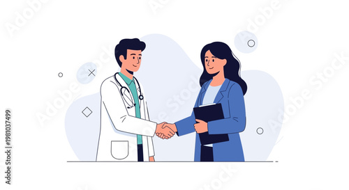 Doctor and patient shaking hands, healthcare partnership and medical consultation concept