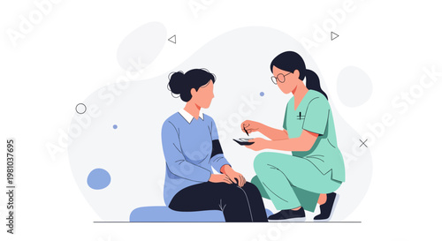 Nurse checking patient's blood pressure, medical check-up, healthcare concept