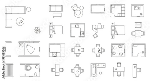 Collection of Hand Drawn Architectural Floor Plans and Layouts.