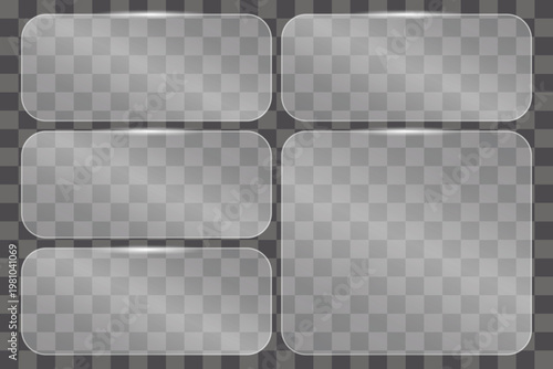 Glowing Neon Glass Square Box Frame, Glossy Transparent UI Icon Container, Futuristic Tech Border with Abstract Glitch Background Design