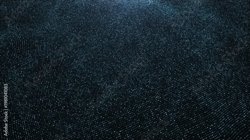 Dark dotted surface forming abstract digital wave, seamless loop animation of flowing points, futuristic technology background, minimal elegant motion