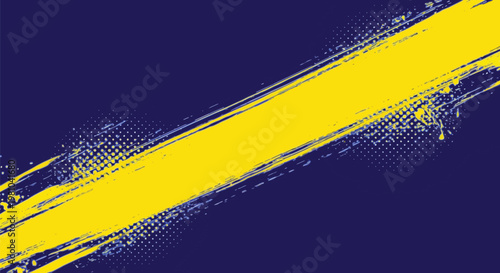 Abstract diagonal brushstrokes a vibrant blue and yellow composition