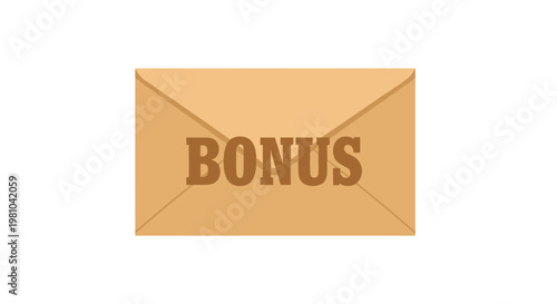 A classic light brown manila envelope featuring the word bonus printed in bold capital letters rests centered against a stark and minimalist white backdrop.