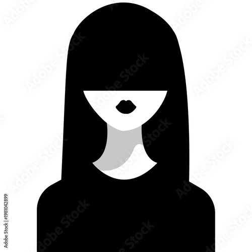Minimal woman silhouette long hair abstract female face black and white modern vector