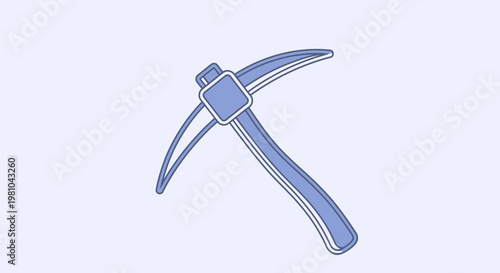 Illustration of a pickaxe tool on a light blue background