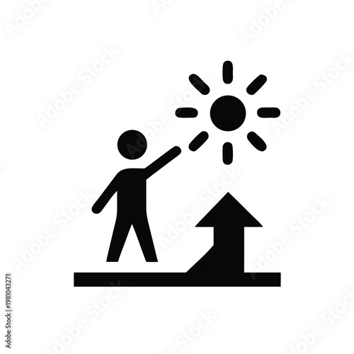 Aspirational silhouette reaching for the sun, symbolizing progress and achieving potential