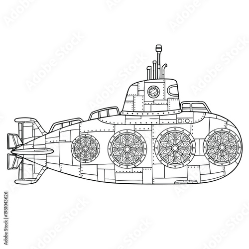 Futuristic Submarine Vessel Illustration for Marine Exploration