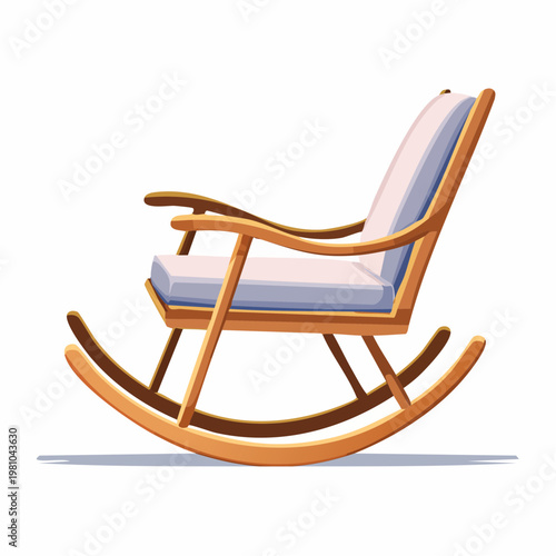 Classic wooden rocking chair with comfortable upholstered seat and backrest