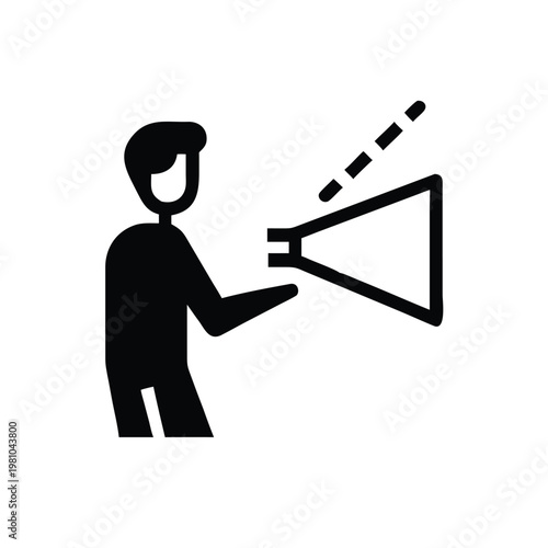 Icon of a person holding a megaphone broadcasting a message with lines extending outward